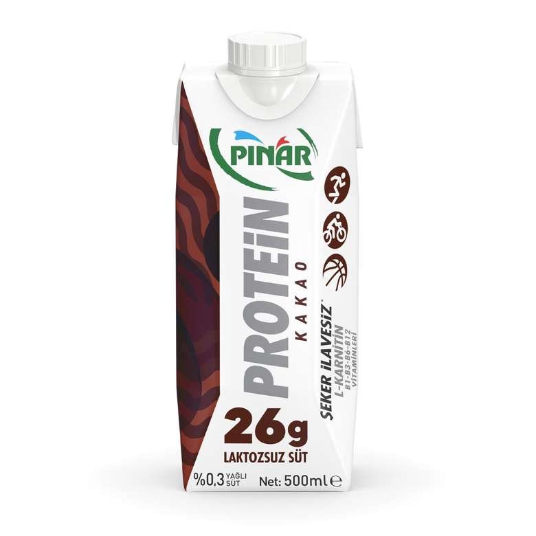 Pınar Protein Kakaolu Laktozsuz Süt (%0,3 Yağlı) 500 ml