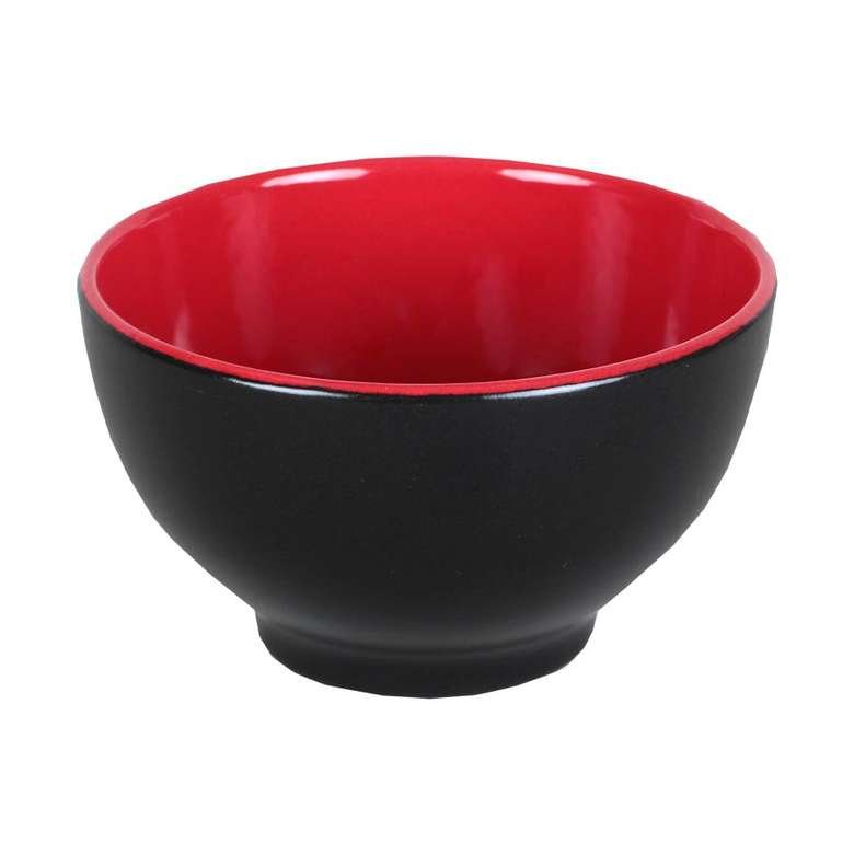 Keramika Çift Renk Kase 14 cm Siyah Kırmızı