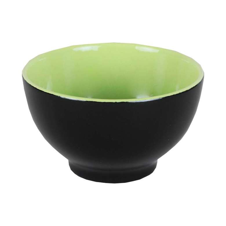Keramika Çift Renk Kase 14 cm Siyah Yeşil