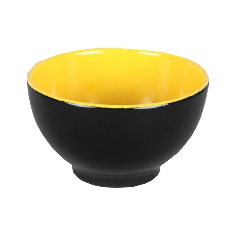Keramika Çift Renk Kase 14 cm Siyah Sarı