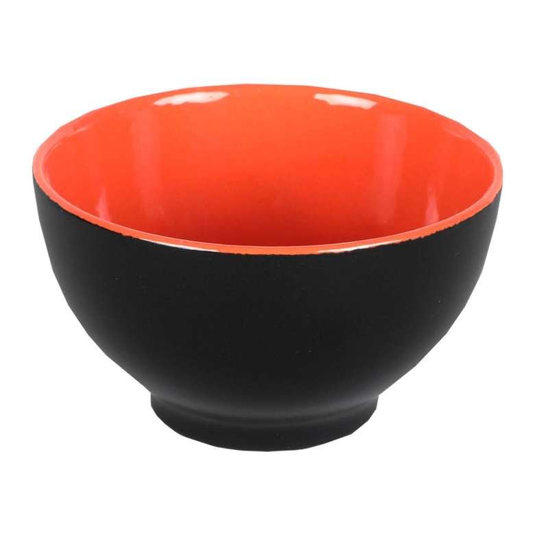 Keramika Çift Renk Kase 14 cm Siyah Turuncu