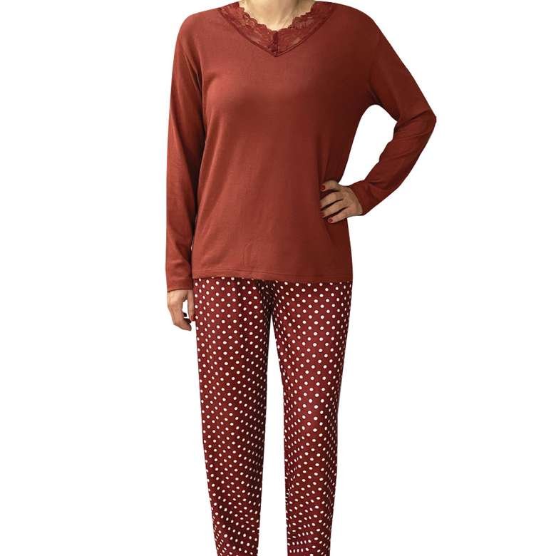 Kadın Viskon Pijama Takımı Kırmızı