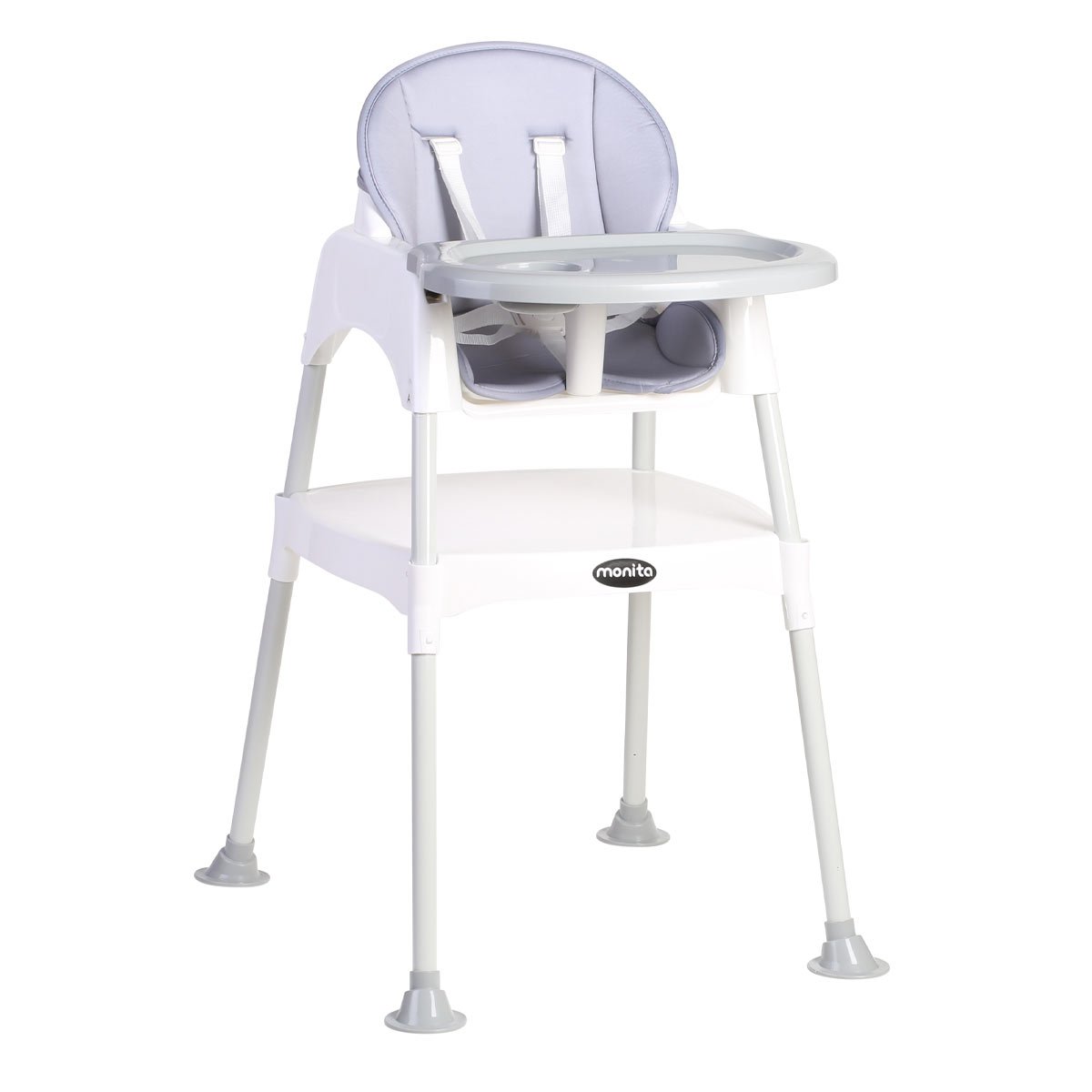 Monita Çalışma Masalı Oturma Minderli Mama Sandalyesi Beyaz Gri -1