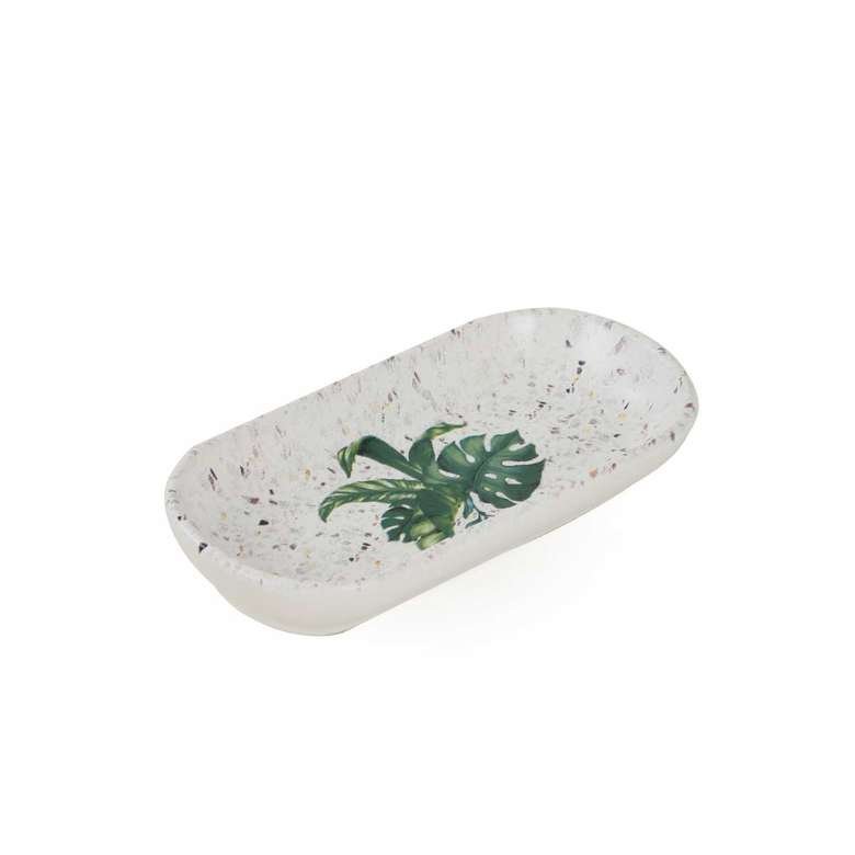 Keramika Desenli Kayık Tabak 26 cm Yeşil Pembe