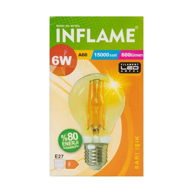 Inflame Filament Led Ampul Sarı Işık 6w